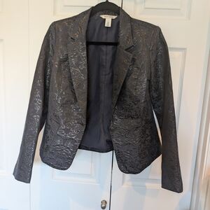 White House Black Market Navy Blue Metallic Jacquard Blazer